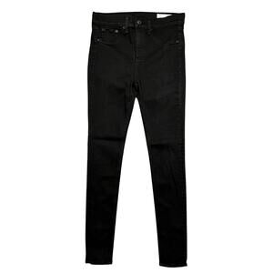 Rag & Bone 10 Inch Skinny Black Stretch Denim Hi Rise Jeans Womens Size 28 30